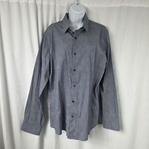 Express Dress Shirt Mens XL 17-17.5 Blue Extra Slim Fit Geometric Long Sleeve